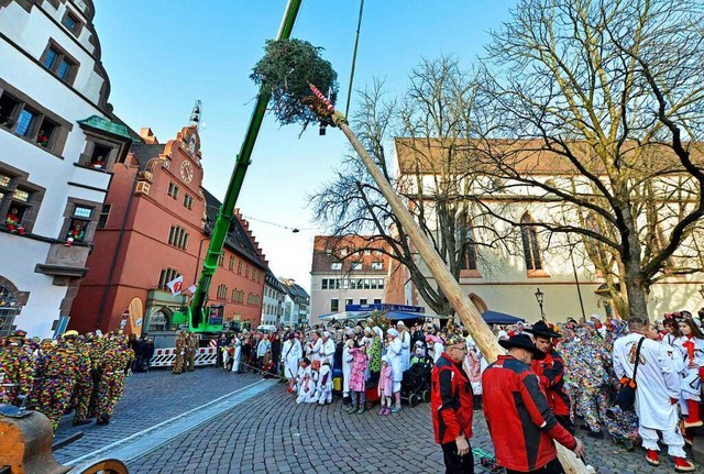 Mit dem Narrenbaumstellen auf dem Rath...die heie Phase der Freiburger Fasnet.  | Foto: Michael Bamberger