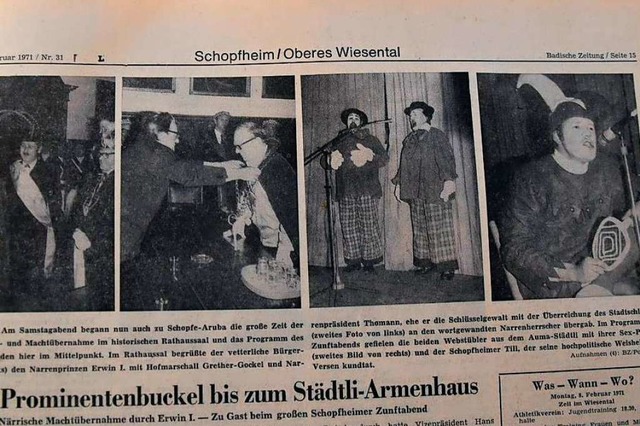 Die BZ-Ausgabe vom 8. Februar 1971: &#...d des &#8222;Schopfheimer Till&#8220;.  | Foto: Privat