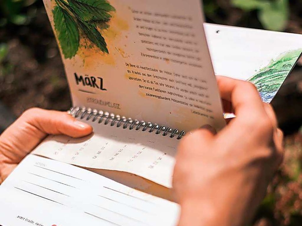 Die Monatsbersicht aus Samenpapier wi...eu in den Kalenderrohling eingeheftet.  | Foto: Primoza