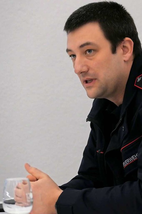 Bei der Pressekonferenz: Florian Ecker...r Freiwilligen Feuerwehr Bad Krozingen  | Foto: Hans-Peter Müller