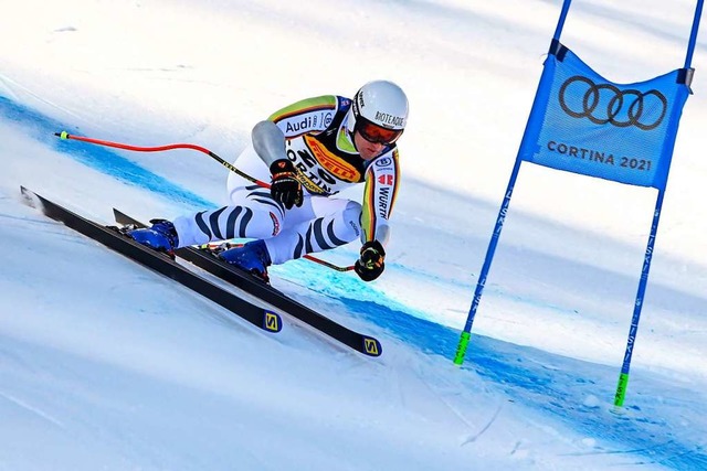 Romed Baumann auf seiner Fahrt zu Silber im Super-G  | Foto: FRANCOIS-XAVIER MARIT (AFP)