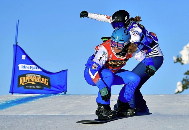 Auf Gold-Kurs: Snowboardcross-Weltmeis...Finallauf im schwedischen Idre Fjll.   | Foto: ANDERS WIKLUND (AFP)