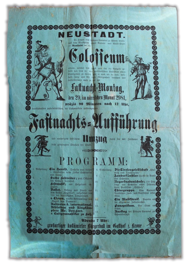 Dieses Fasnetplakat stammt aus dem Jahr 1892.   | Foto: Christa Maier