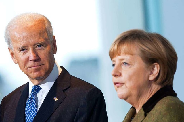 Bundeskanzlerin Angela Merkel  empfng...n US-Vizeprsidenten Joe Biden. (2013)  | Foto: Maurizio Gambarini (dpa)
