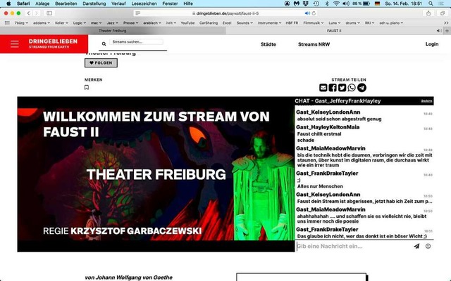 Der Screenshot am Sonntag begleitet die Panne beim Faust II-Streaming  | Foto: Screenshot: BZ