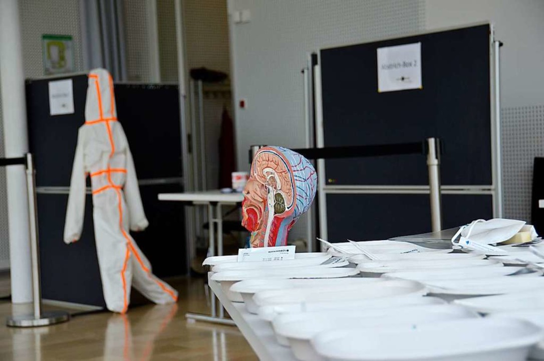 Vorbereitungen fr ein Testzentrum in Merzhausen  | Foto: Sophia Hesser