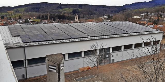 Kostenlosen Sonnenstrom liefert die Ph...ch der Macke-Sporthalle seit Mittwoch.  | Foto: Stadt Kandern
