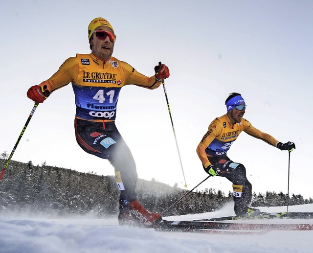 Dynamisch: Janosch Brugger (links) und Jonas Dobler bei der Tour de Ski    | Foto: MAXIM THORE via www.imago-images.de