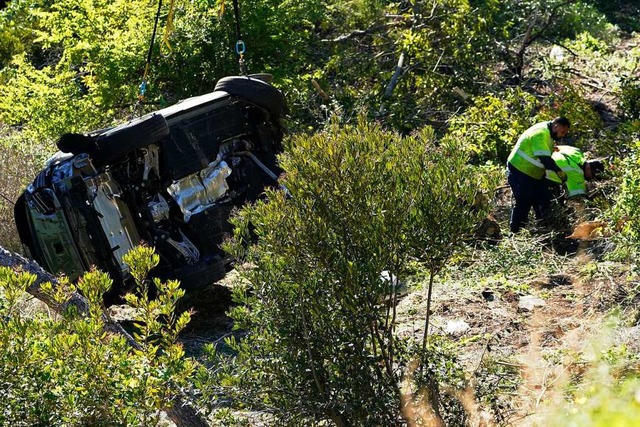 Der Wagen an der Unfallstelle  | Foto: Marcio Jose Sanchez (dpa)