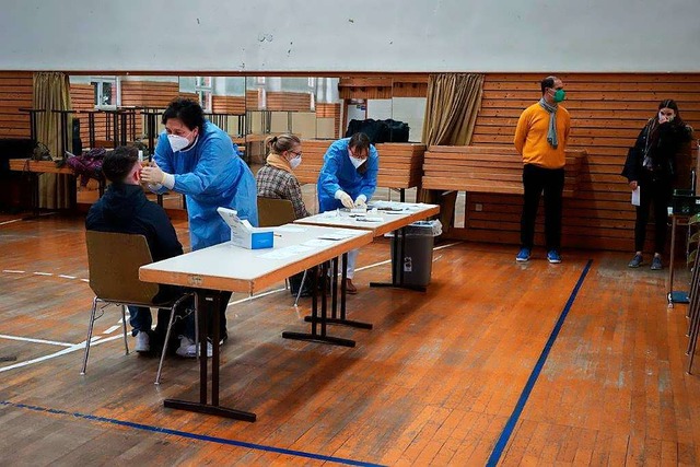 Anja Strub beim Schnelltest  | Foto: Gymnasium Ettenheim