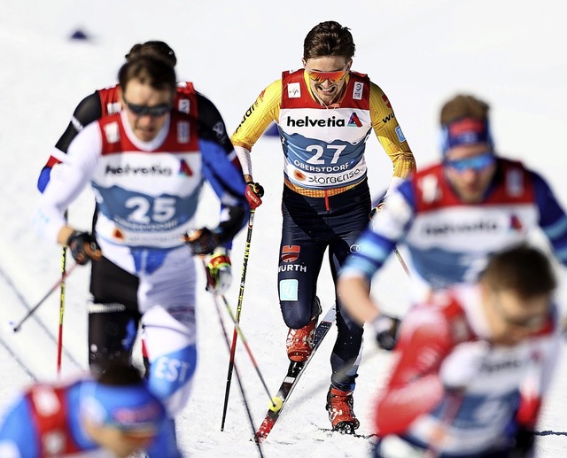 Auf langsamen Ski hielt der Kontakt zu...i der Weltmeisterschaft in Oberstdorf.  | Foto: Daniel Karmann (dpa)