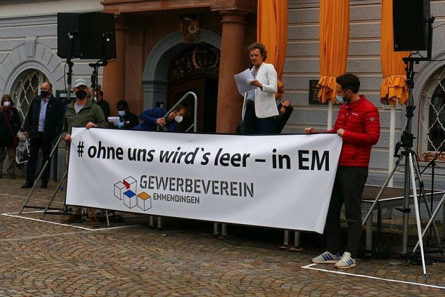 Das Motto des Gewerbevereins Emmending...Situation der Unternehmen hinzuweisen.  | Foto: Michael Strter