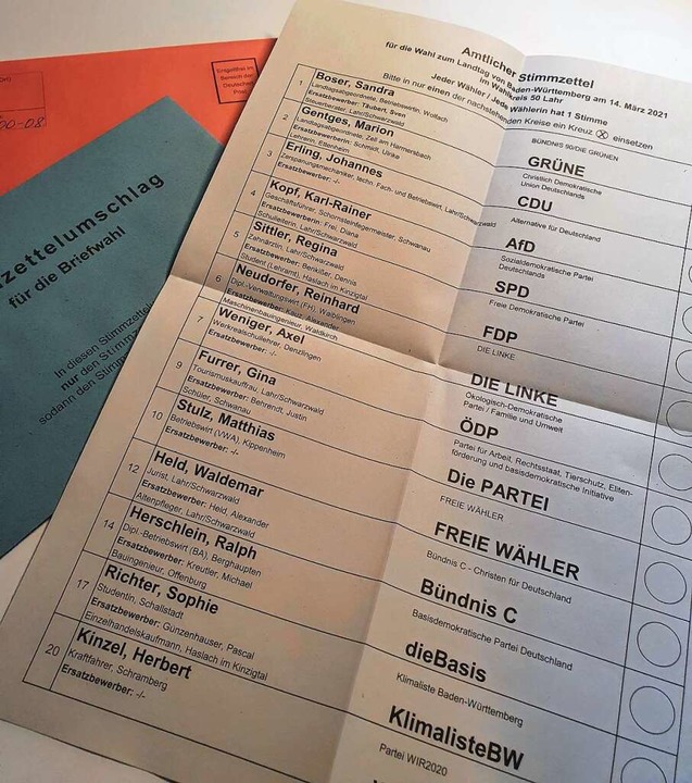 Wahlzettel für den Wahlkreis Lahr  | Foto: Karl Kovacs