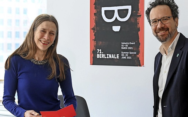 Mariette Rissenbeek und Carlo Chatrian... Berlinale, wie es sie nie zuvor gab.   | Foto: Jens Kalaene (dpa)