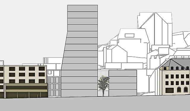 Die geplante Bebauung am Engelplatz mit einem Hochhaus wird heftig diskutiert.  | Foto: Bro bchlemeid