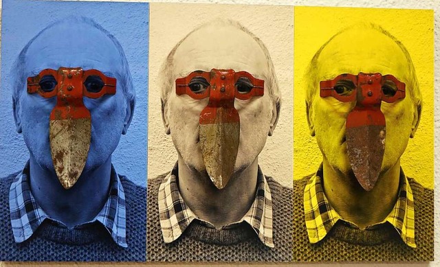 Plakativ: Drei fotografische Portrts mit Pflugscharen  | Foto: Roswitha Frey