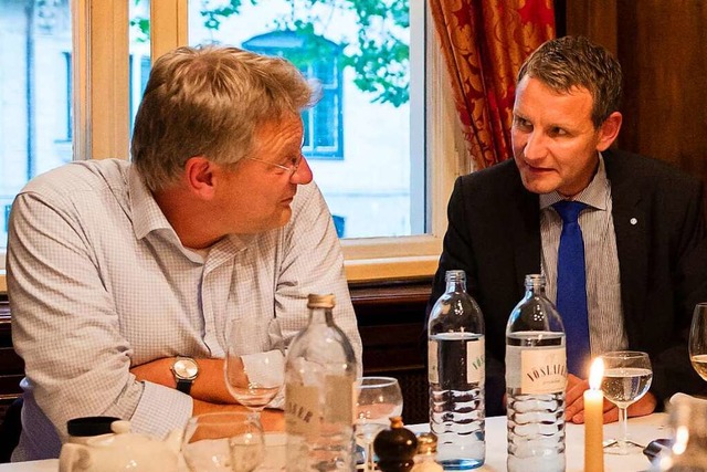 Parteiinterne Widersacher: Jrg Meuthen (links) und Bjrn Hcke  | Foto: Gregor Fischer (dpa)