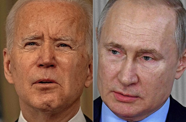 <BURI>Eskalierender Streit: US-Prside...en (links) und Kreml-Chef Putin</BURI>  | Foto: ERIC BARADAT, ALEXEY NIKOLSKY (AFP)