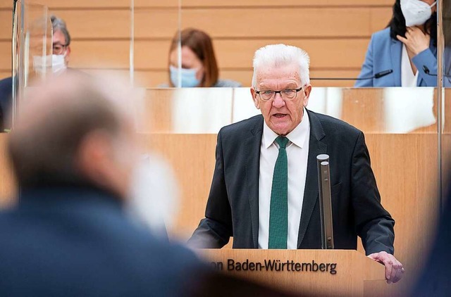 Ministerprsident Winfried Kretschmann im Landtag  | Foto: Marijan Murat (dpa)