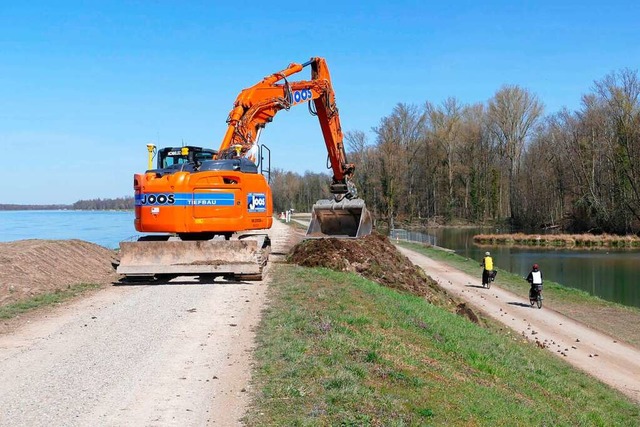 Am Montag hat ein Bagger damit begonne... die Schluten des Rheinwalds  flieen.  | Foto: Dirk Sattelberger