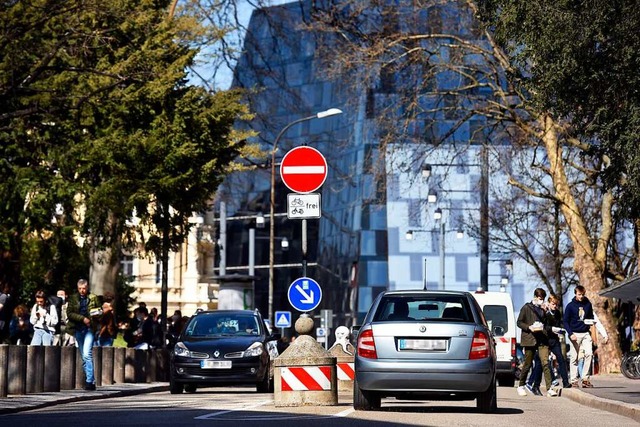 Freiburger Autofahrer fremdeln offenku...inbahn-Regelung fr die Rempartstrae.  | Foto: Thomas Kunz