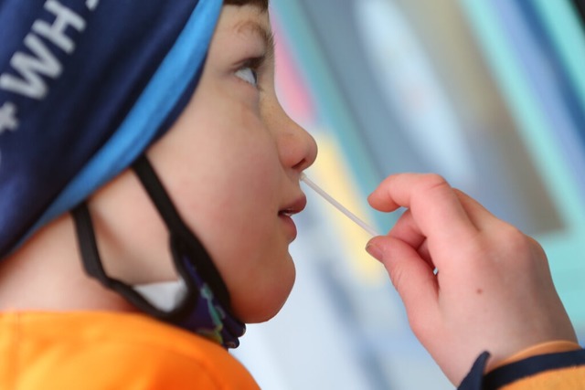 Schnelltests sind &#8211; neben einer ...rundvoraussetzung frs Schul-Comeback.  | Foto: Matthias Bein (dpa)