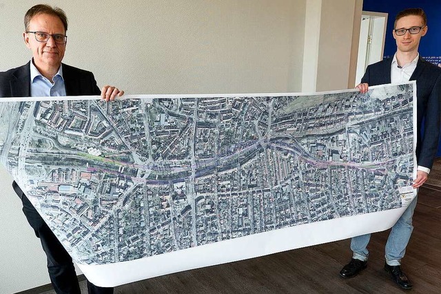 Sie haben die Planung fr den Stadttun...Hand: Gerald Schmidt und Kai Steinborn  | Foto: Ingo Schneider