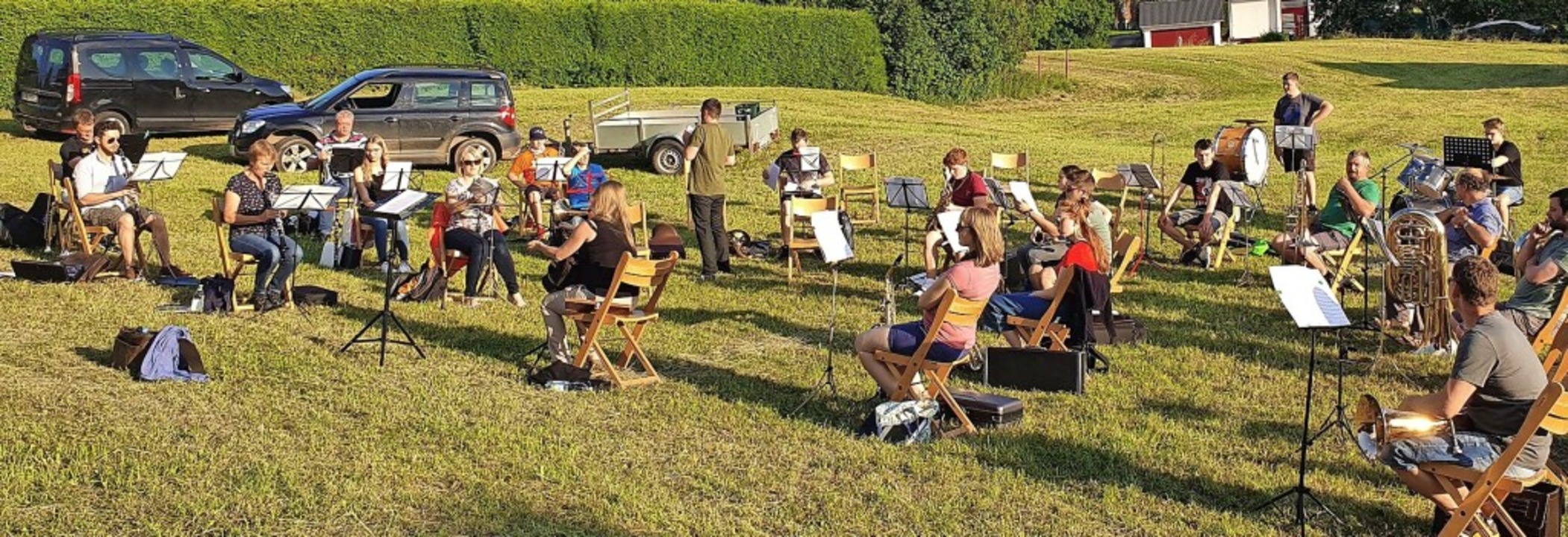 Den Sommer über konnten die Rötenbacher  Musiker zumindest in Freien proben.   | Foto: Liane Schilling