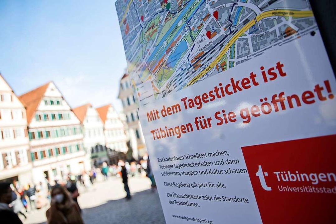 Das Tbinger Modell setzt auf die Ausg... fr die Innenstadt nach Schnelltests.  | Foto: Tom Weller (dpa)