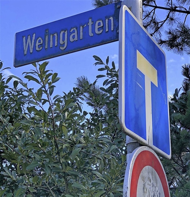 Der Straenname &#8222;Weingarten&#822...ch an den Rebenanbau in Obersckingen.  | Foto: Richard Kaiser
