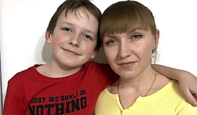 Alina Golovko mit ihrem Sohn Roman  | Foto: Golowko