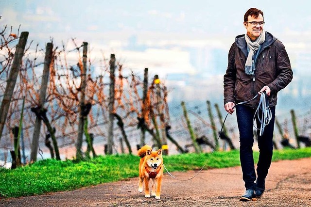 Christoph Weinmann mit seiner Hndin Hachi  | Foto: Horst Rudel