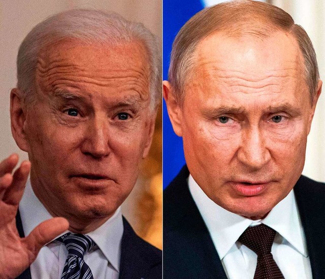 US-Prsident Joe Biden und Wladimir Putin.  | Foto: ERIC BARADAT, PAVEL GOLOVKIN (AFP)