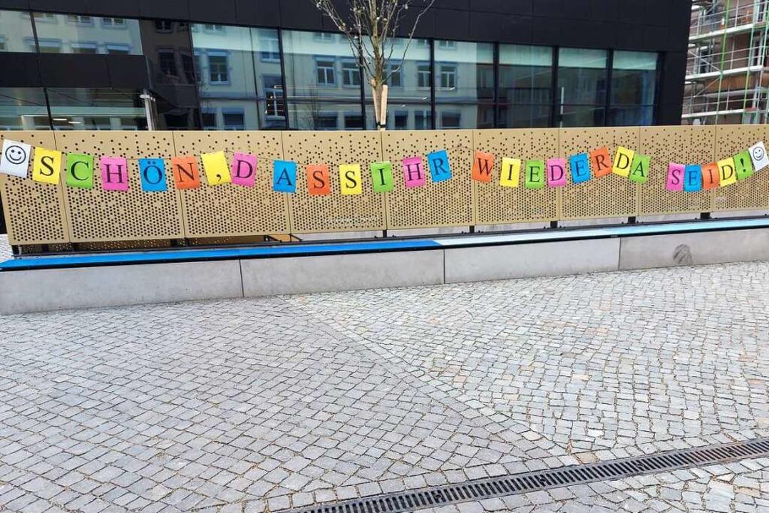 Ein Willkommensgru am Ursula-Gymnasium  | Foto: Frank Schoch