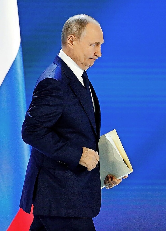 Wladimir Putin am Mittwoch vor seiner Rede  | Foto: ALEXANDER ZEMLIANICHENKO (AFP)