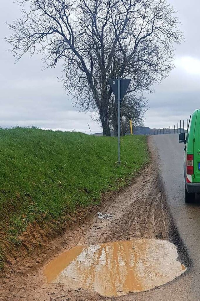 Tiefe Rillen wie hier an der Ortsverbi...ind die Folgen des Umleitungsverkehrs.  | Foto: Werner Sturm