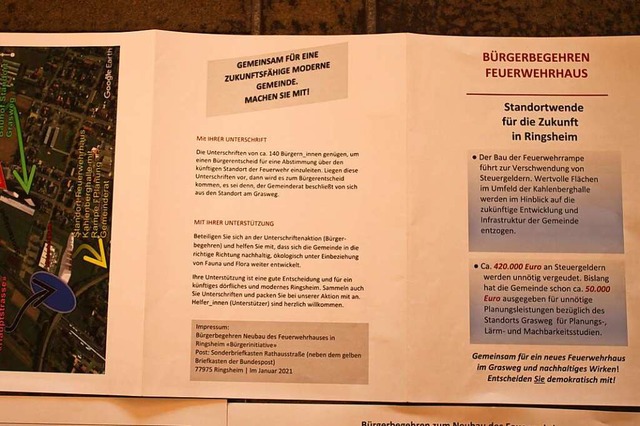 Auszug aus dem Flyer der BI gegen den ...Standort frs neue Feuerwehrgertehaus  | Foto: Adelbert Mutz