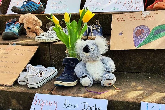 Der Kinderschuh-Protest vor dem Ettenheimer Rathaus  | Foto: BZ