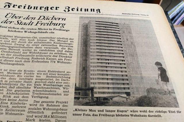 Das hchste Wohnhaus Freiburgs wurde in Frhsommer 1971 fertig