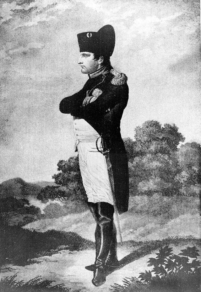 Der franzsische Kaiser Napoleon I. in...atierten Stich aus der Zeit Napoleons.  | Foto: -- (dpa)