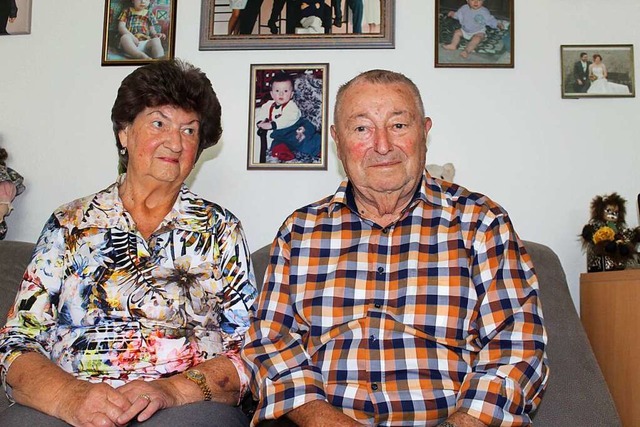 Sie heirateten vor 65 Jahren, am 12. M...neuapostolischen Kirche in Schopfheim.  | Foto: Ralph Lacher
