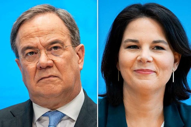 Armin Laschet und  Annalena Baerbock k...lition zu politischen Partnern werden.  | Foto: Kappeler, Kumm, Nietfeld (dpa)