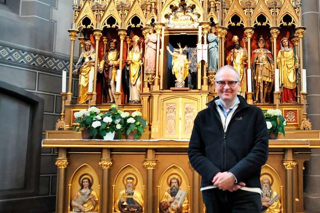 Pfarrer Johannes Frische in der Pfarrkirche St. Martin in Staufen  | Foto: Rainer Ruther