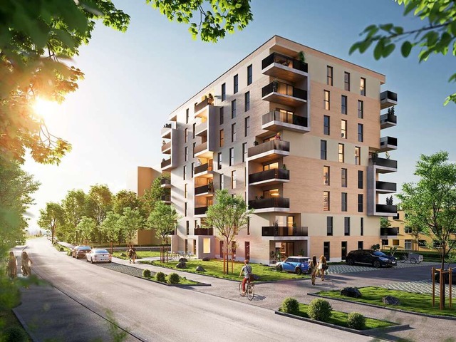 Im Quartier Rmerstrae entstehen 94 n... in zwei Gebuden, davon 47 gefrdert.  | Foto: Wohnbau Rheinfelden