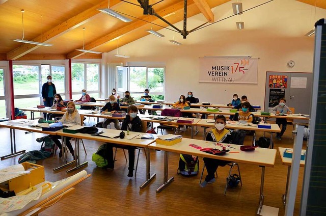 Im Vereinshaus, wo sonst etwa musizier...assen der Grundschule mit genug Platz.  | Foto: Sophia Hesser