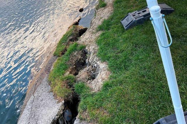 Die abgebrochene Ufermauer am Hertener Loch wird ersetzt