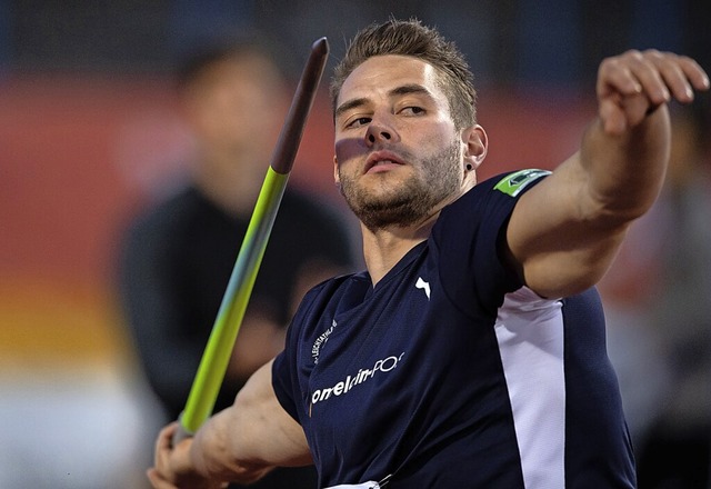 Johannes Vetter, der auch  in Dessau die 90-Meter-Marke klar bertraf.  | Foto: Hendrik Schmidt (dpa)