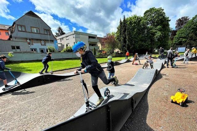 Auf dem Fabric-Gelnde in Brombach steht fr zwei Monate ein Pumptrack