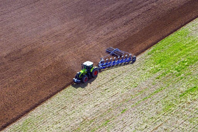 Ein Landwirt pflgt ein abgeerntetes Feld.   | Foto: Jens Bttner (dpa)