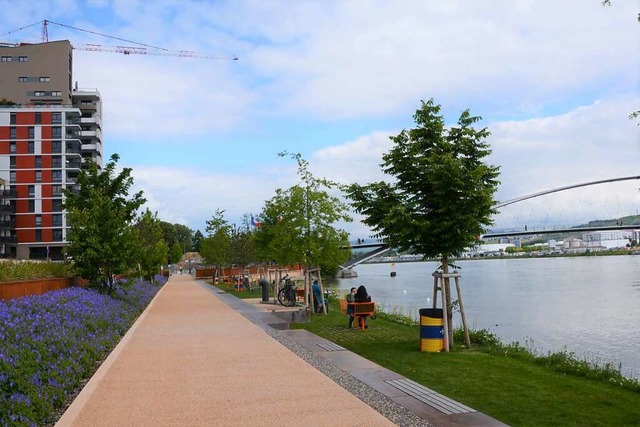 In Hningen ist die Gestaltung des Rhe...rliegenden Partnerstadt Weil am Rhein.  | Foto: Annette Mahro